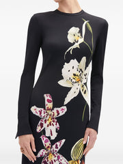 OSCAR DE LA RENTA - Orchid-Print Jersey Maxi Dress