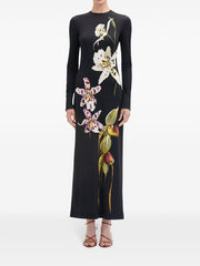 OSCAR DE LA RENTA - Orchid-Print Jersey Maxi Dress