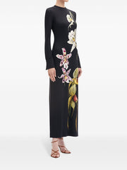 OSCAR DE LA RENTA - Orchid-Print Jersey Maxi Dress