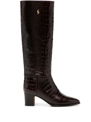 POLO RALPH LAUREN - 55mm Crocodile-Embossed Leather Boots