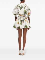 OSCAR DE LA RENTA - Orchid Puff-Sleeve Cotton-Poplin Dress