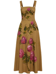 OSCAR DE LA RENTA - Rose-Print Twill Maxi Dress