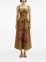 OSCAR DE LA RENTA - Rose-Print Twill Maxi Dress