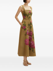 OSCAR DE LA RENTA - Rose-Print Twill Maxi Dress