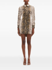 OSCAR DE LA RENTA - Snake-Print Mini Shirt Dress