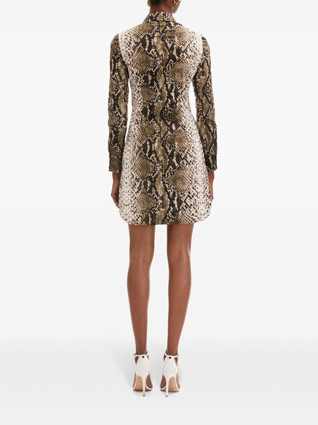 OSCAR DE LA RENTA - Snake-Print Mini Shirt Dress