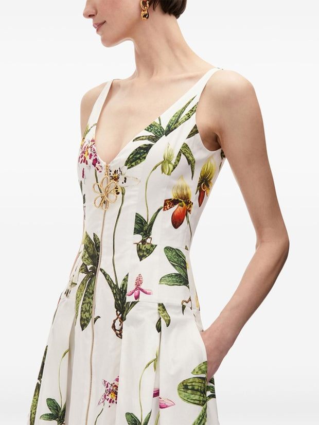 OSCAR DE LA RENTA - Orchid Zip-Front Poplin Dress