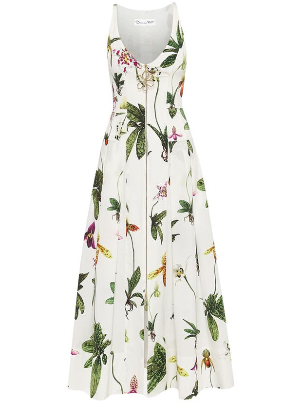 OSCAR DE LA RENTA - Orchid Zip-Front Poplin Dress