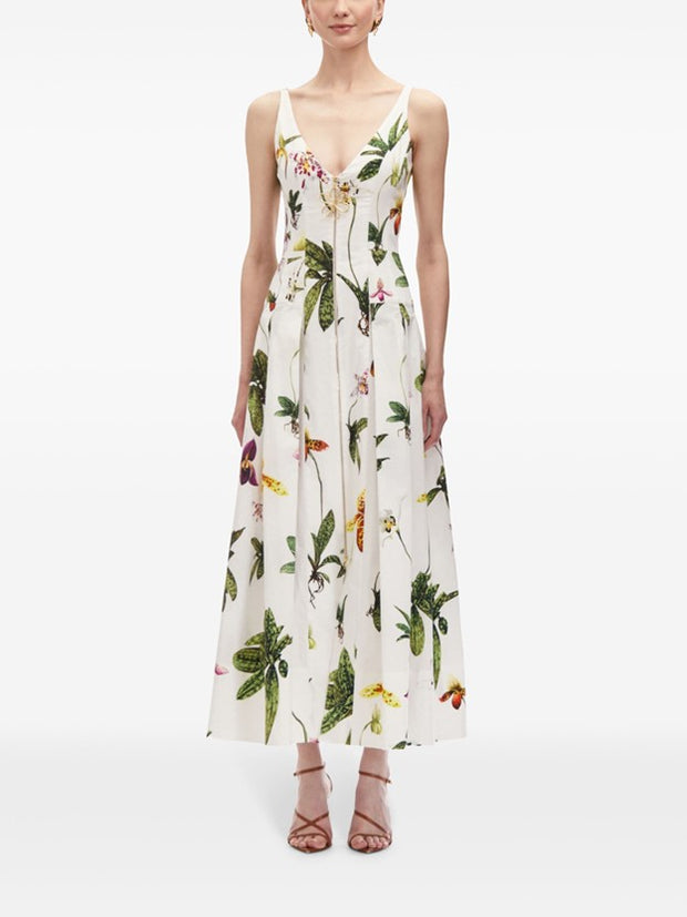 OSCAR DE LA RENTA - Orchid Zip-Front Poplin Dress