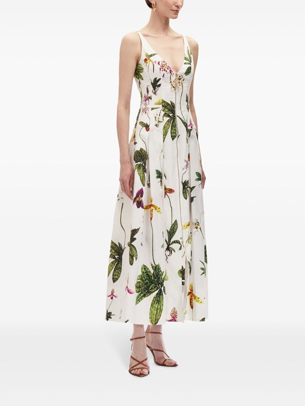 OSCAR DE LA RENTA - Orchid Zip-Front Poplin Dress