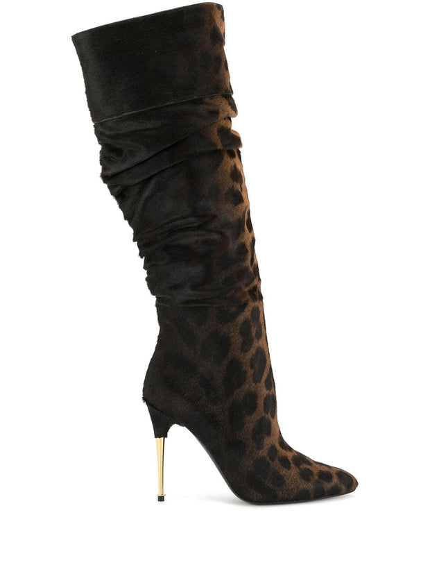 Tom Ford Leopard Print Knee-Length Boots
