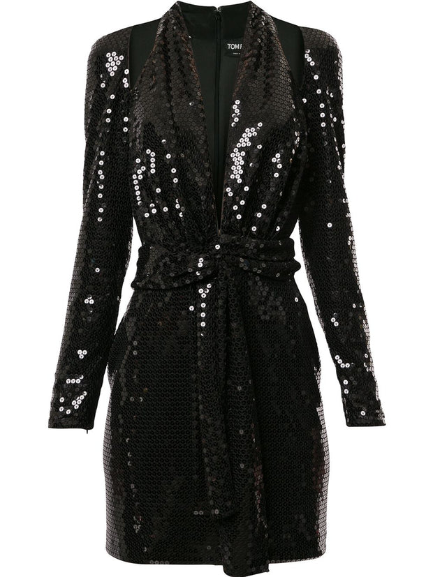 TOM FORD Sequin cut out halter dress