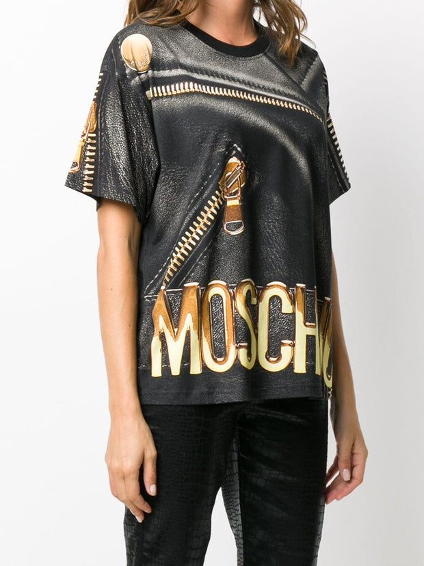 Moschino leather-print T-shirt