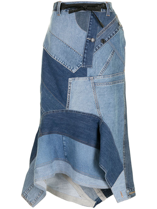 Tom Ford patchwork-detail denim skirt