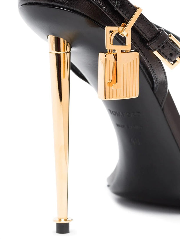 TOM FORD - Padlock 105mm metallic heel sandals