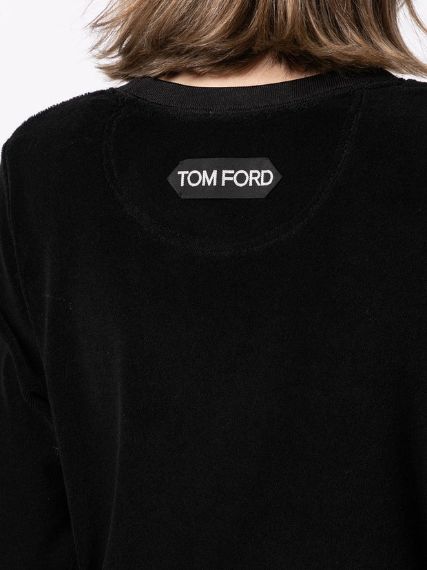 TOM FORD velour logo-patch sweatshirt