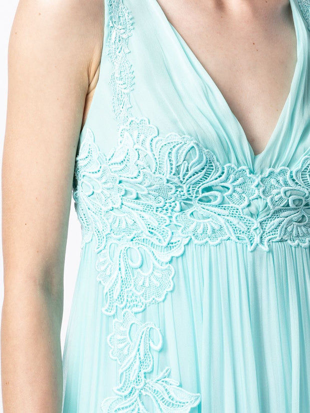Alberta Ferretti lace-overlay empire line gown