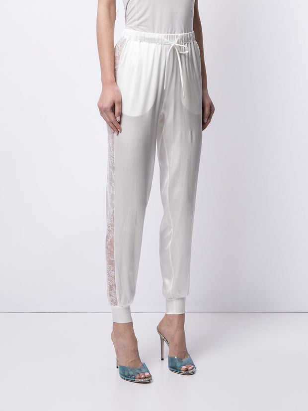 Carine Gilson lace-panel silk trousers