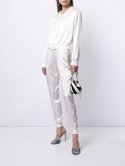Carine Gilson lace-panel silk trousers