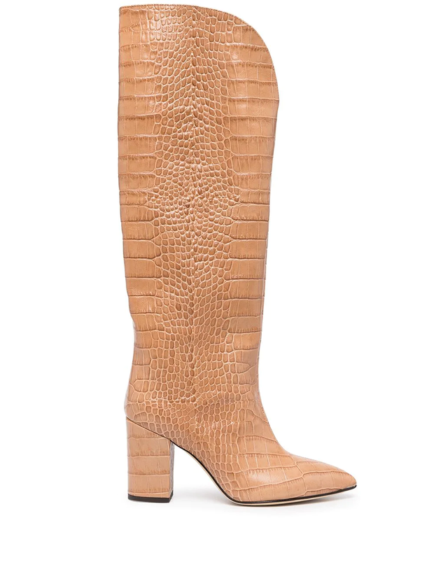 PARIS TEXAS - embossed crocodile-effect leather boots
