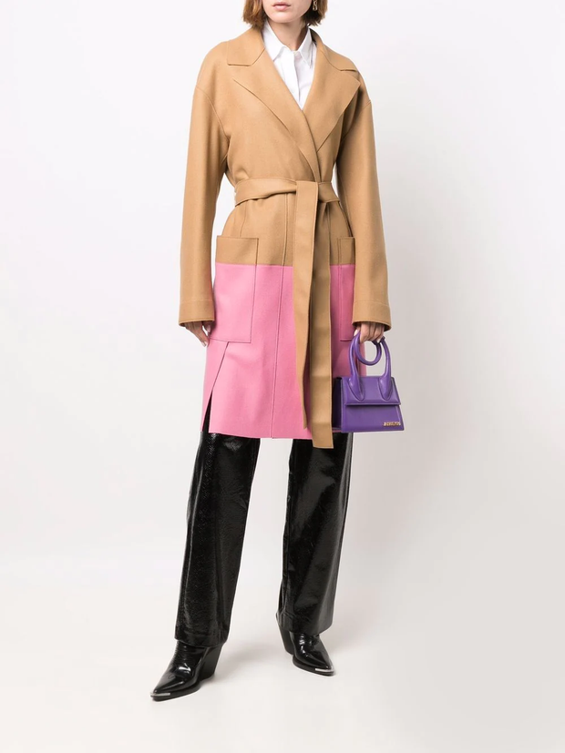 DSQUARED2 - two-tone tie-fastening coat