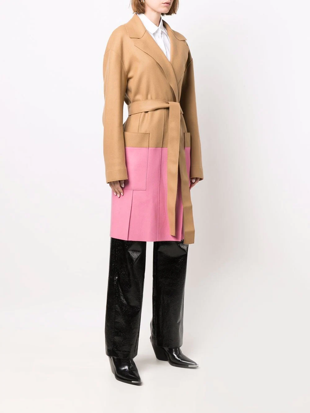 DSQUARED2 - two-tone tie-fastening coat