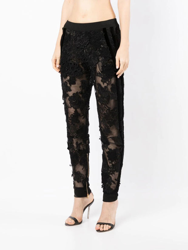 TOM FORD - embroidered lace-design trousers