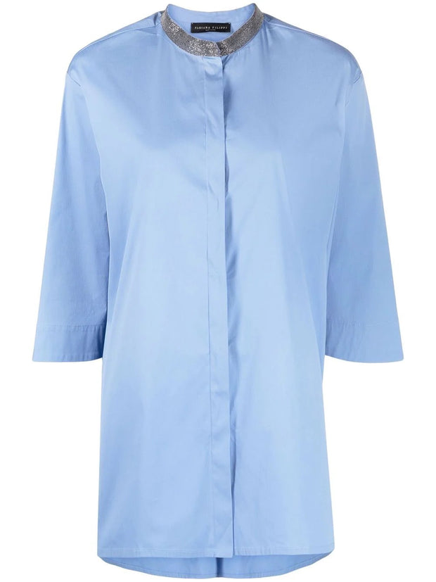 FABIANA FILIPPI - metallic-collar crop-sleeve shirt