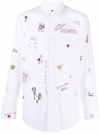 DSQUARED2 - motif-embellished cotton shirt