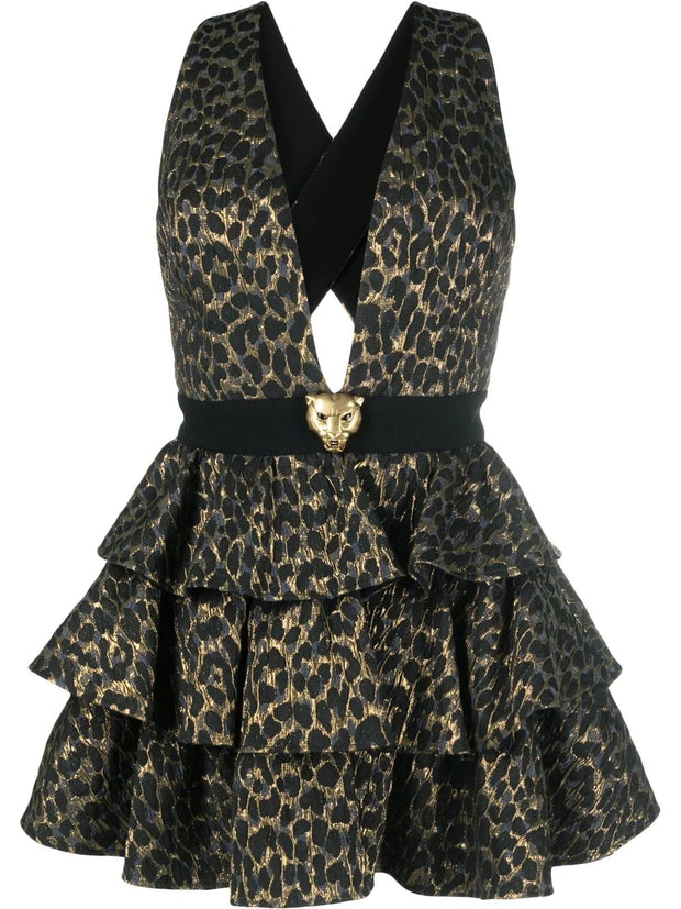 ROBERTO CAVALLI - leopard-print tiered mini dress
