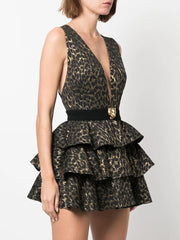 ROBERTO CAVALLI - leopard-print tiered mini dress