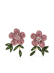 OSCAR DE LA RENTA - crystal-embellished flower earrings