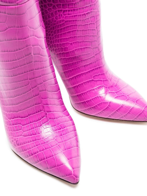 Paris Texas 105mm Geranium pink embossed leather knee boots
