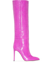 Paris Texas 105mm Geranium pink embossed leather knee boots