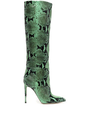 PARIS TEXAS - snakeskin-print knee 105mm boots