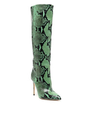 PARIS TEXAS - snakeskin-print knee 105mm boots