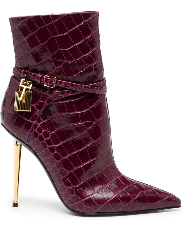 TOM FORD - Padlock crocodile-embossed ankle boots