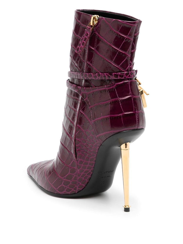 TOM FORD - Padlock crocodile-embossed ankle boots