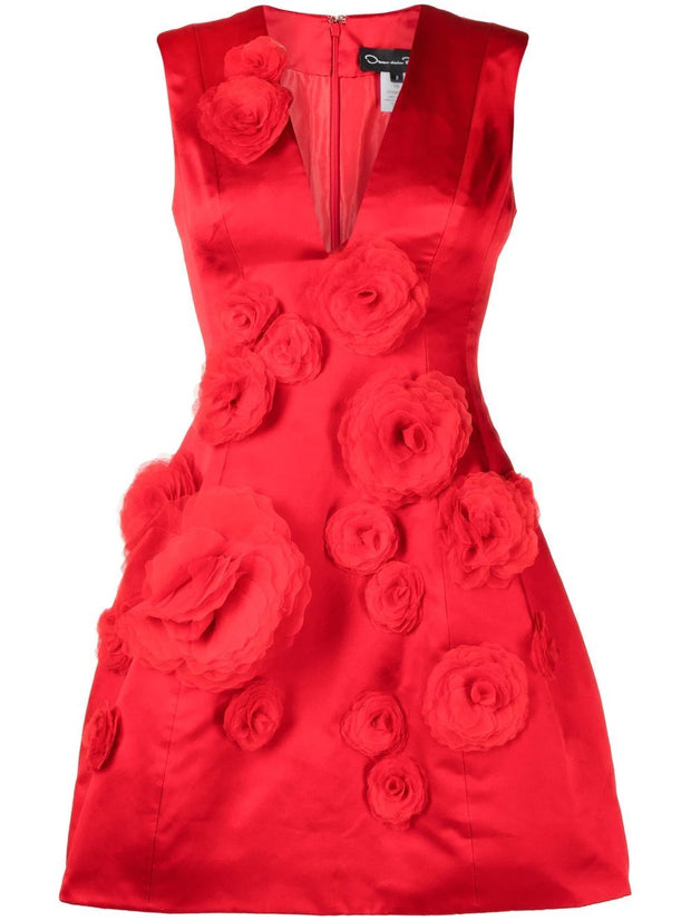 OSCAR DE LA RENTA - floral-appliqué flared dress