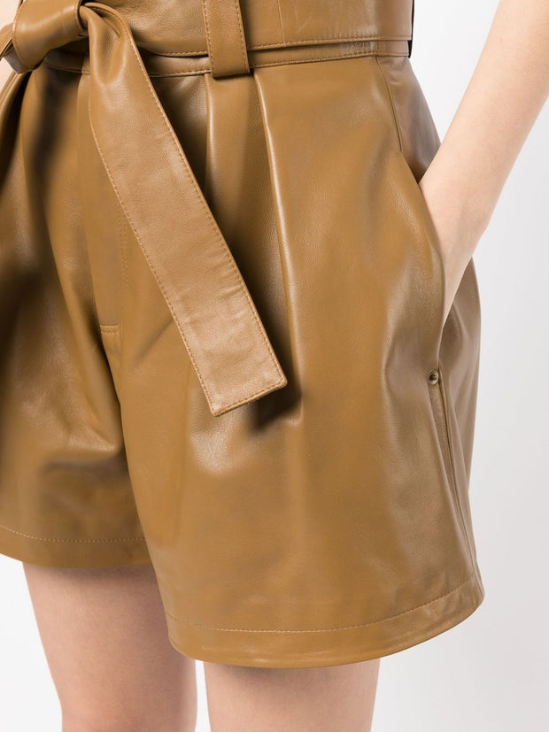 OSCAR DE LA RENTA - pleated leather shorts