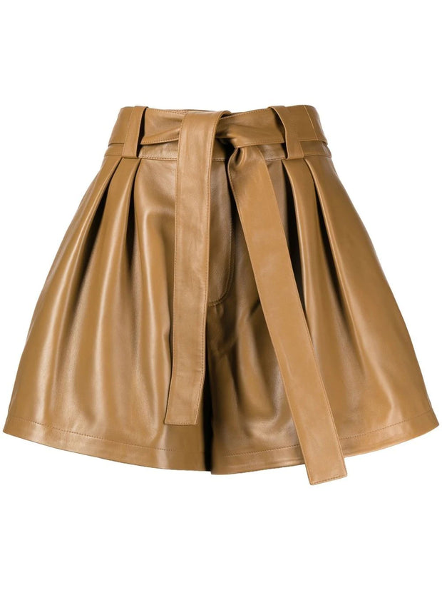 OSCAR DE LA RENTA - pleated leather shorts