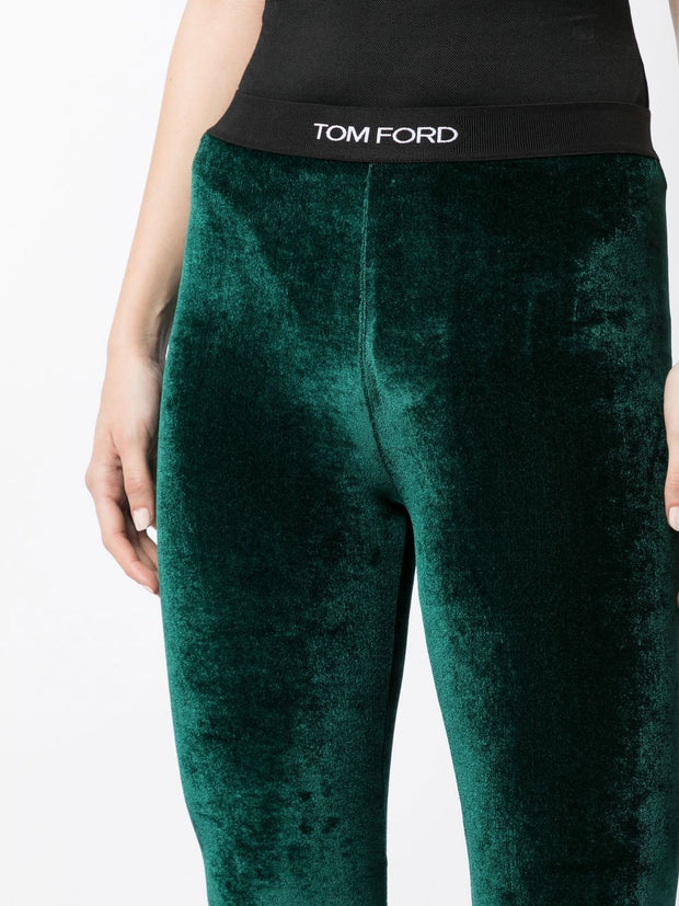 TOM FORD - velvet logo-waistband leggings