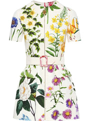 OSCAR DE LA RENTA - floral-print belted minidress