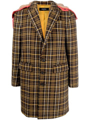 DSQUARED2 - checked hooded single-breasted coat