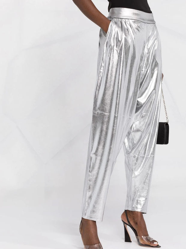 TOM FORD - lamé tapered trousers silver