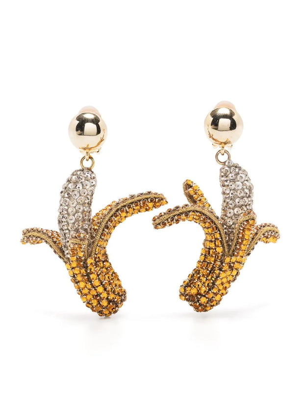 OSCAR DE LA RENTA - embellished banana-pendant earrings