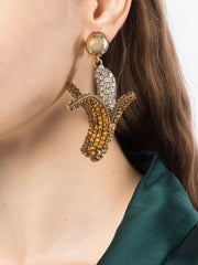 OSCAR DE LA RENTA - embellished banana-pendant earrings