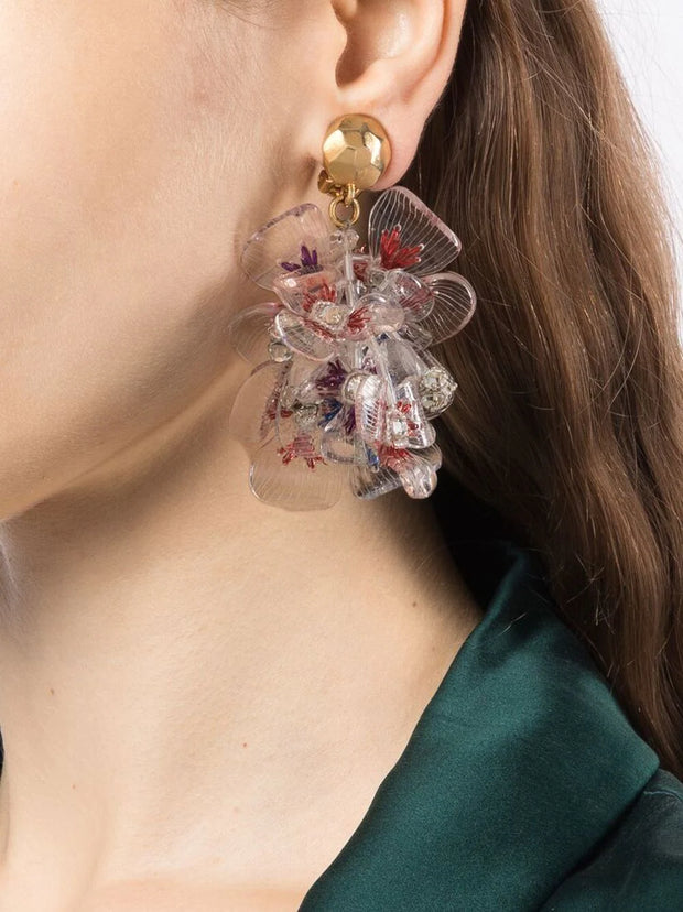 OSCAR DE LA RENTA - flower-applique detail earrings