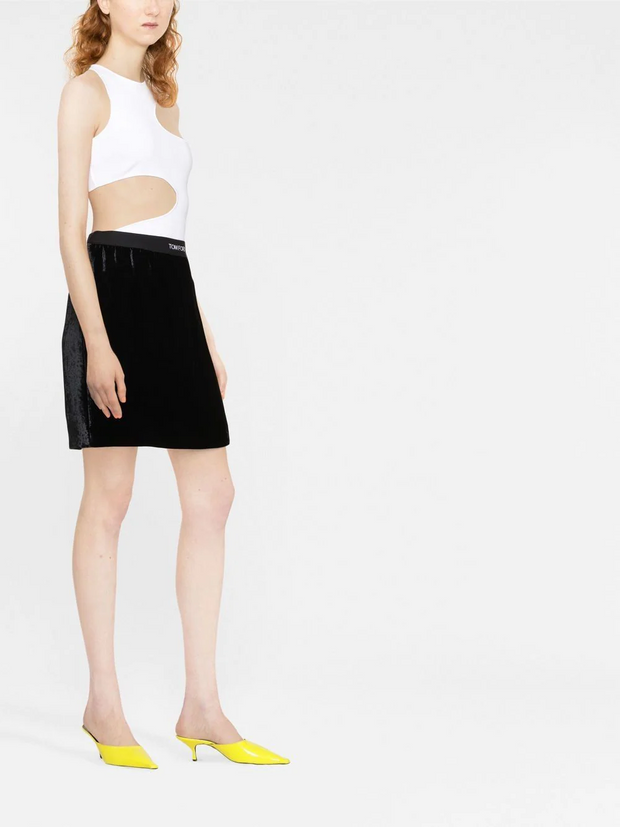 TOM FORD - logo-waistband velvet miniskirt