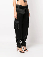 TOM FORD - belted waist silk cargo-trousers